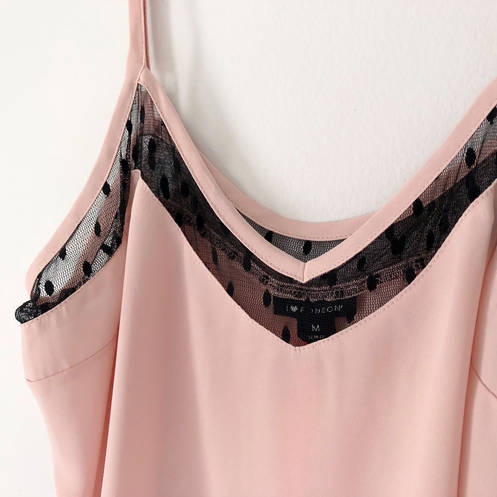 I Love Ronson Blush Pink Cami Black Lace NWT